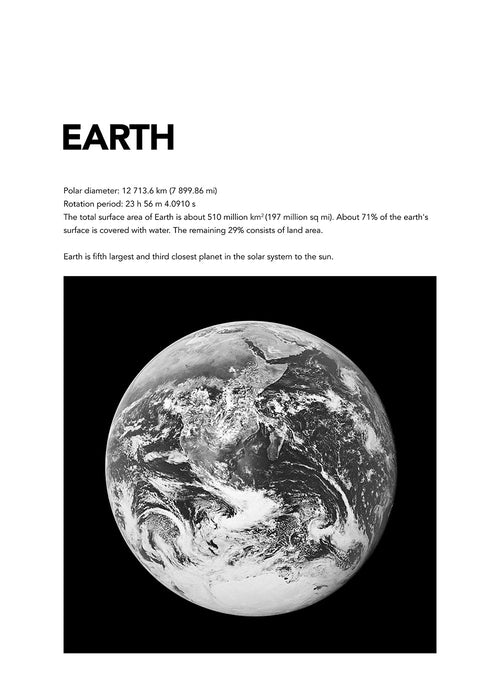 Arte preto e branco Terra vista do espaço com textura de nuvens