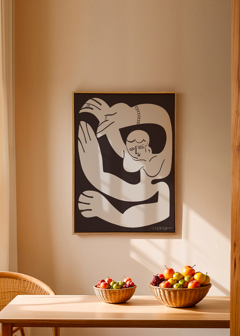 Quadro abstrato com figura fluida