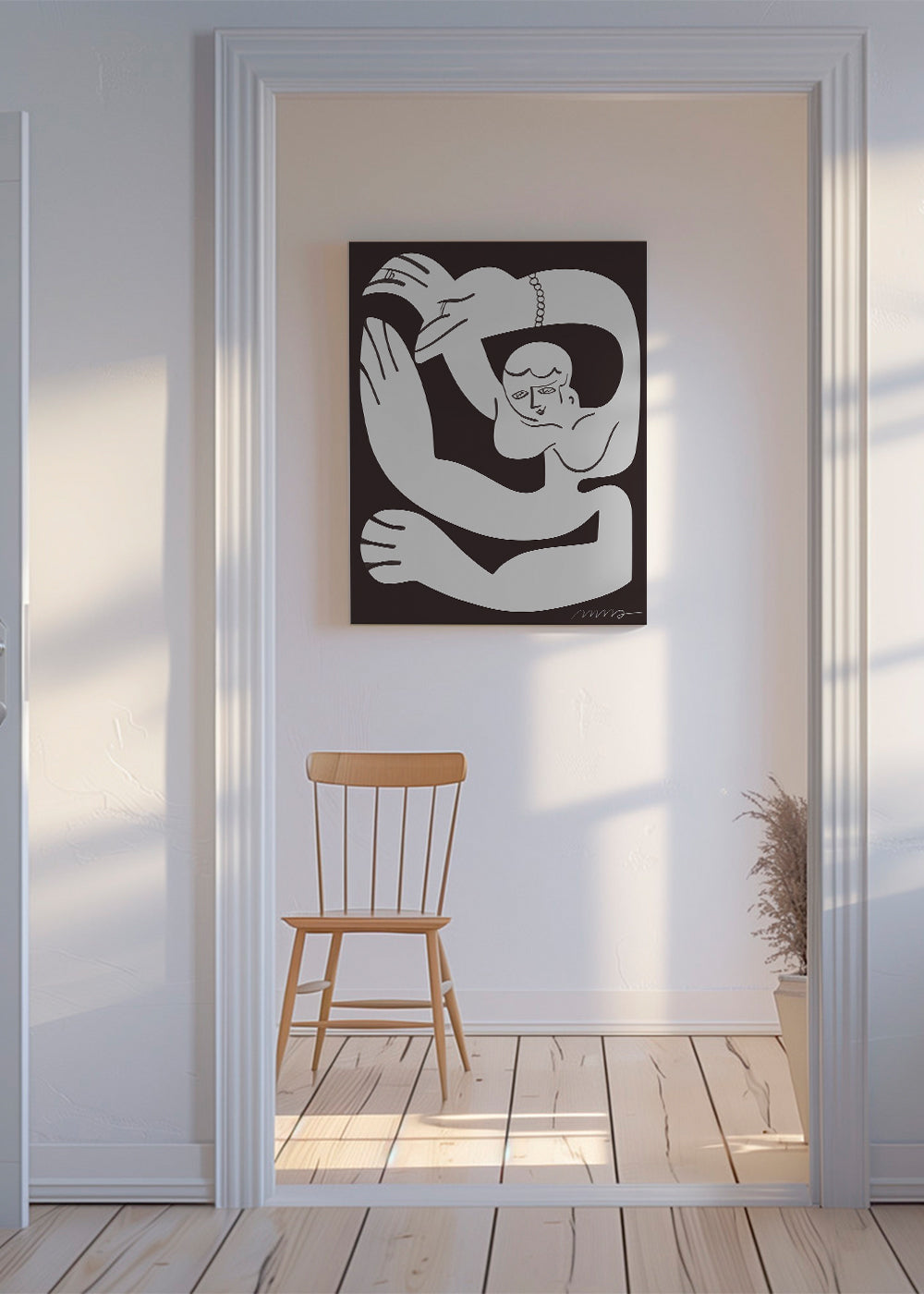 Quadro abstrato com figura fluida