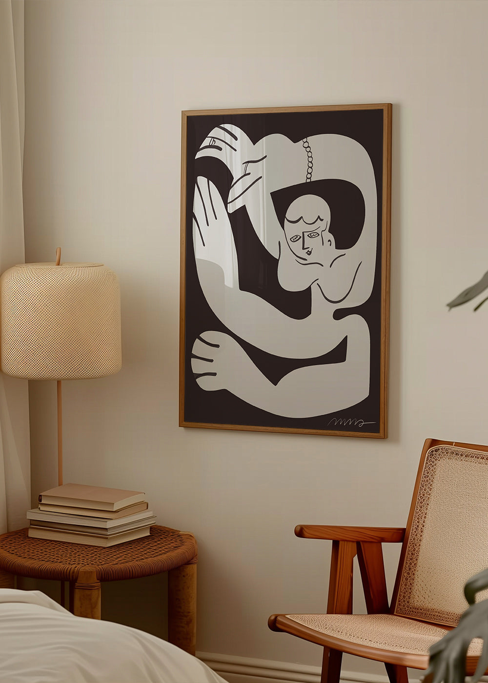 Quadro abstrato com figura fluida