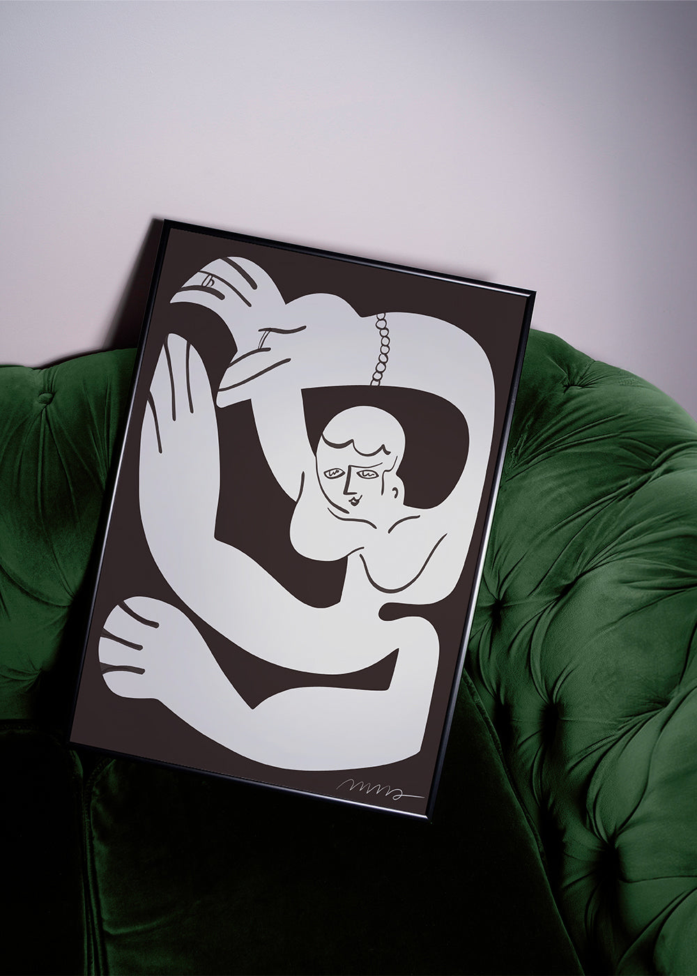 Quadro abstrato com figura fluida