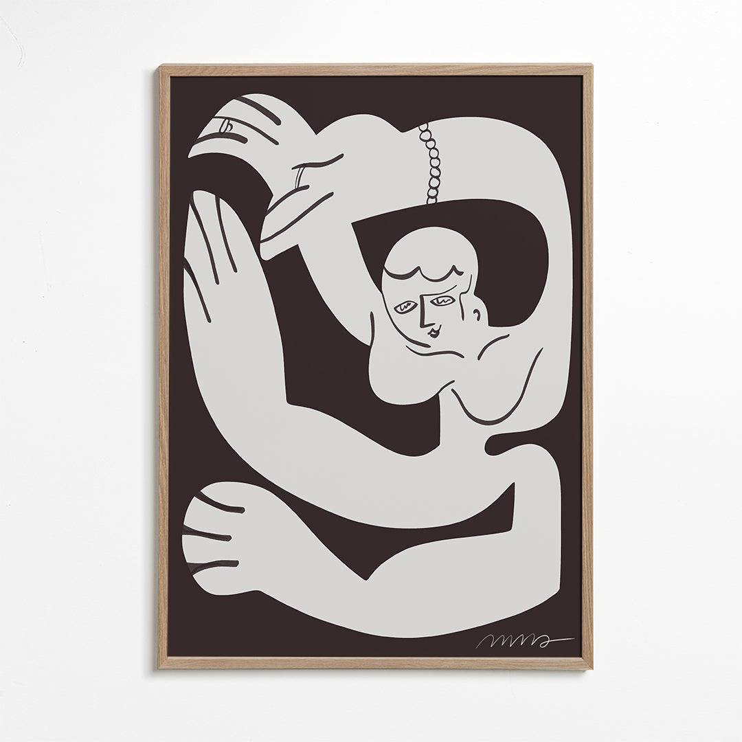 Quadro abstrato com figura fluida