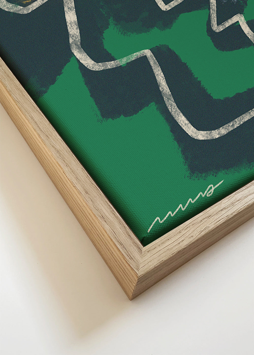 Quadro abstrato rosto linha contínua em verde