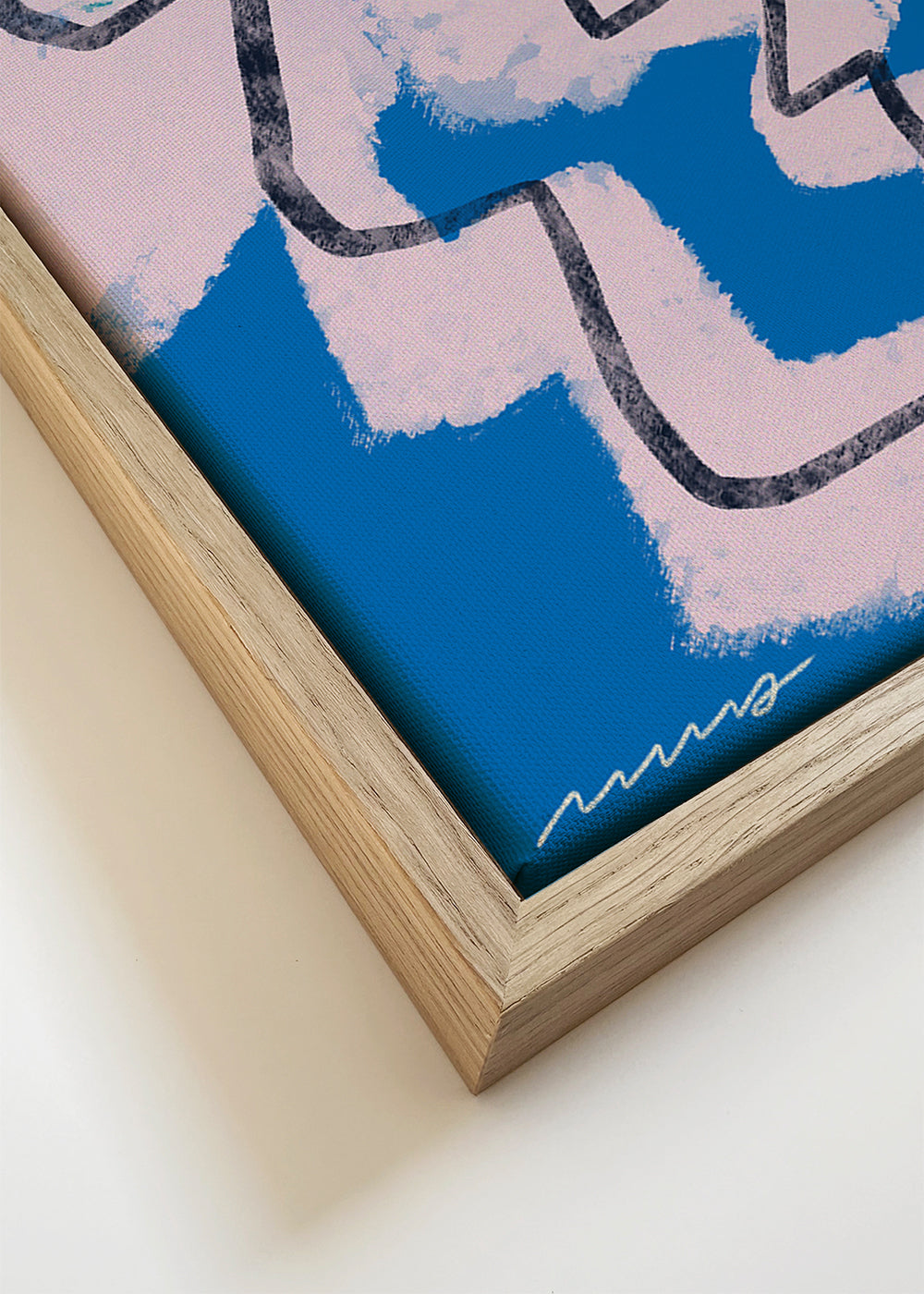 Quadro abstrato rosto azul e rosa