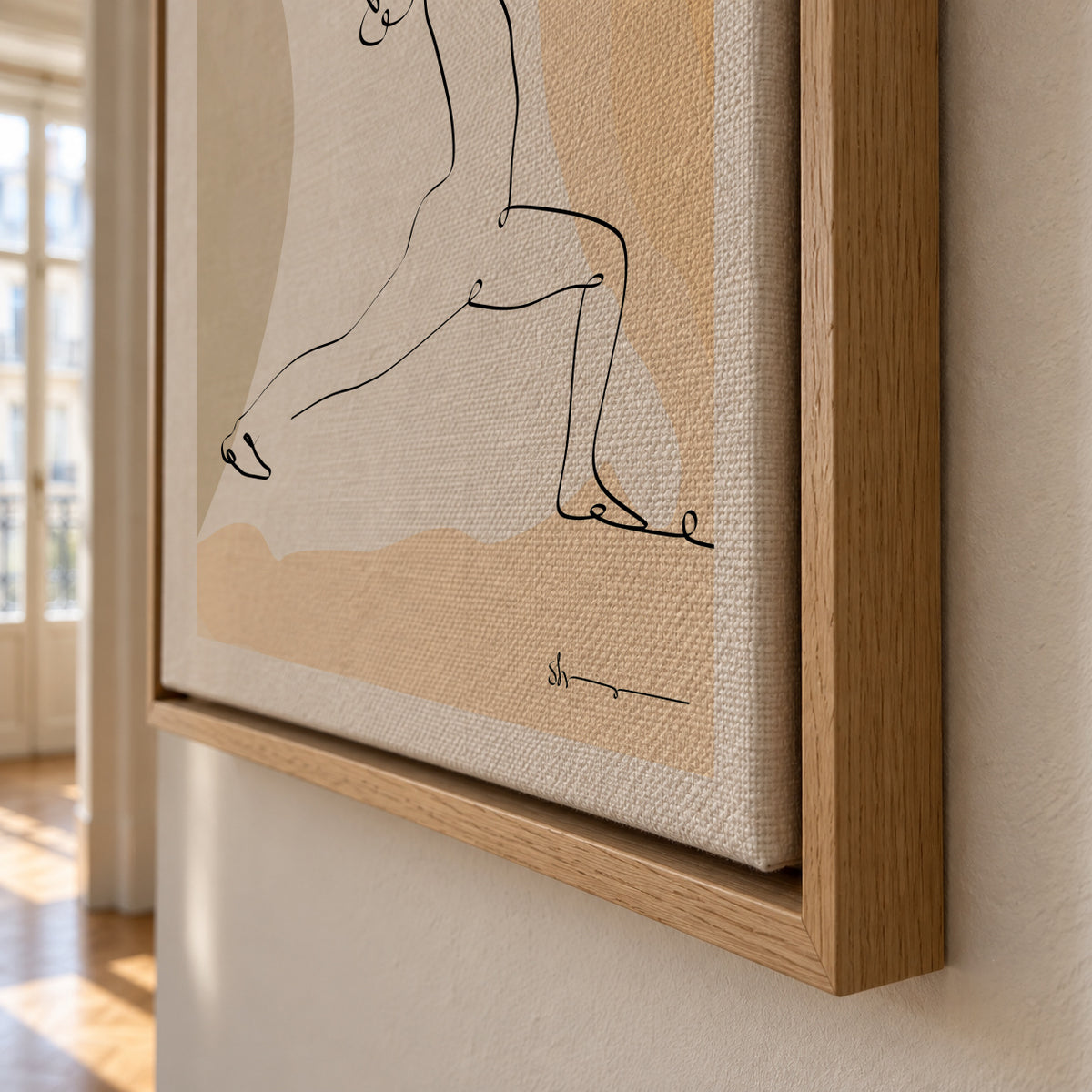 Warrior Pose - Virabhadrasana - Framed canvas detail