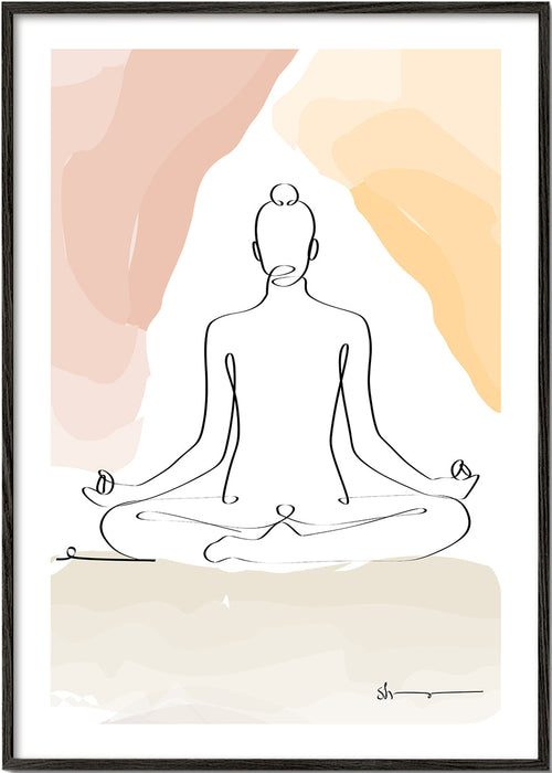Design relaxante em linha: figura meditando