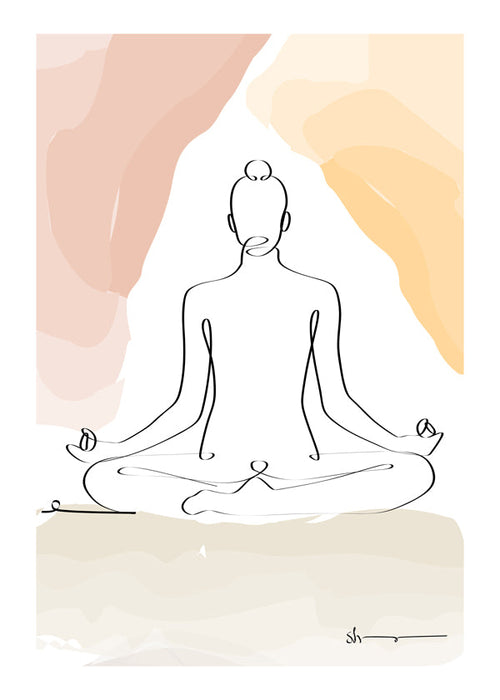 Design relaxante em linha: figura meditando