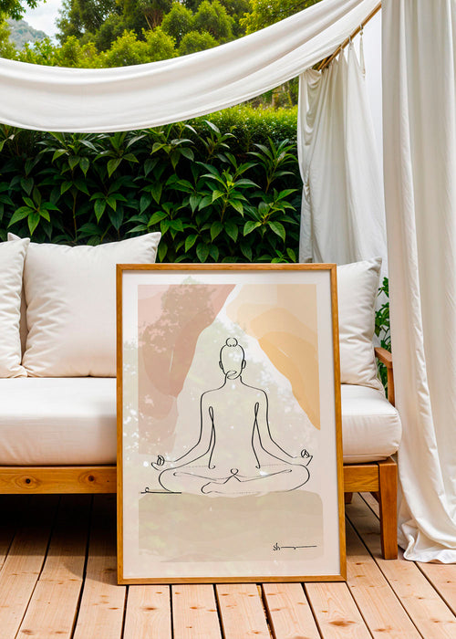 Design relaxante em linha: figura meditando
