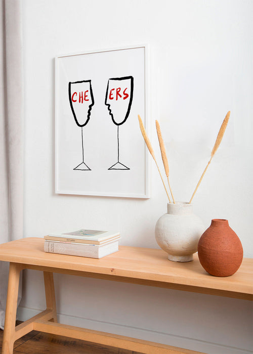 Arte para cozinha Cheers com copos perfilados