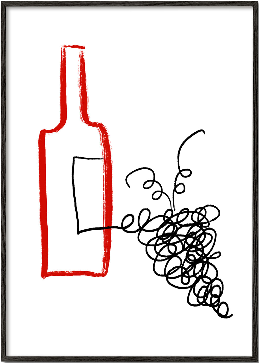 Arte para cozinha garrafa e cacho estilizado