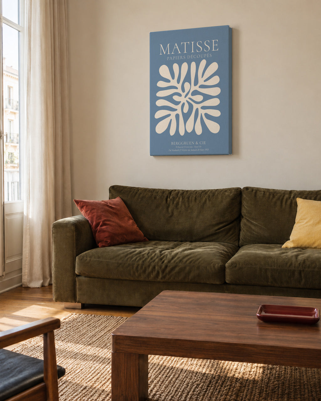Henri Matisse BLUE papiers découpés I - Unframed canvas in an interior