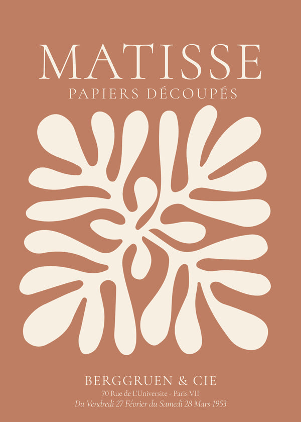Estampa botânica Matisse: recortes orgânicos em terracota