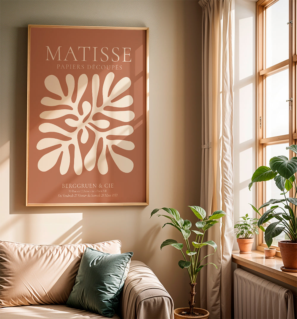 Estampa botânica Matisse: recortes orgânicos em terracota
