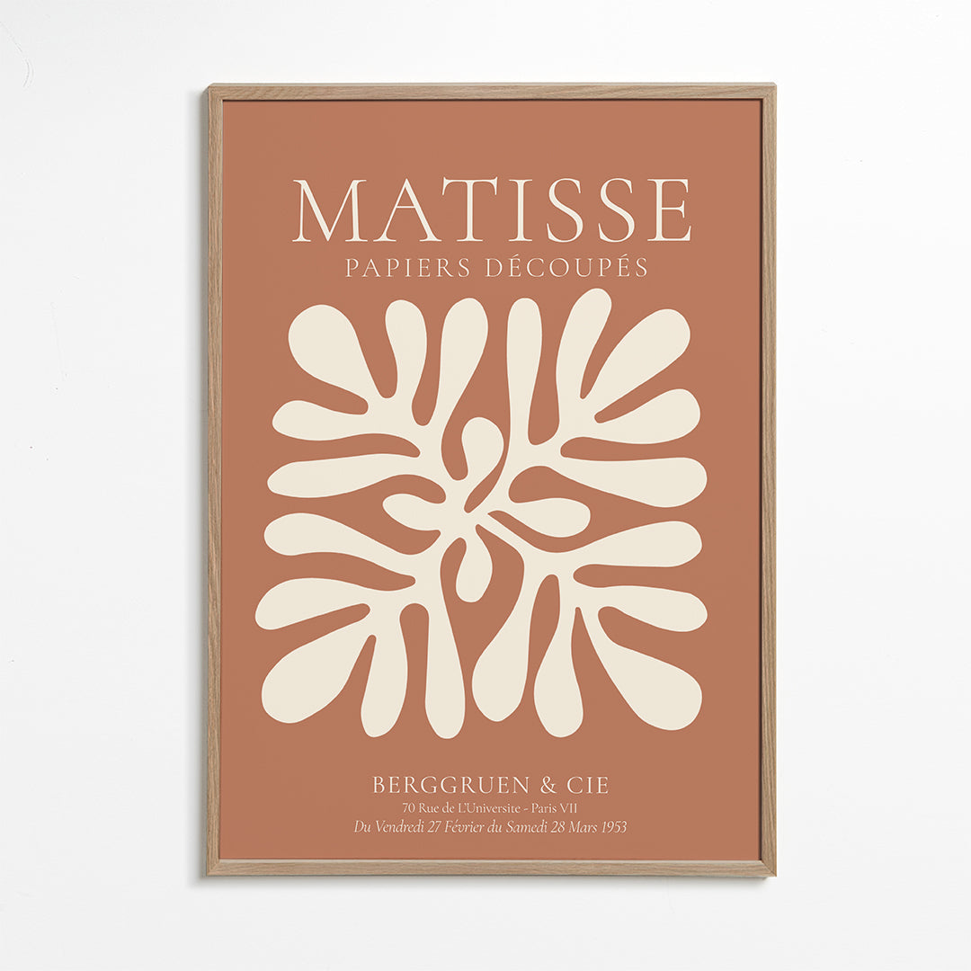 Estampa botânica Matisse: recortes orgânicos em terracota