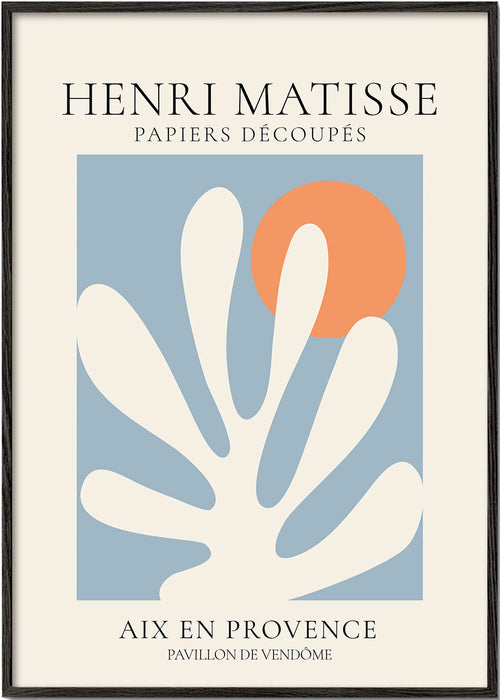 Estampa botânica Matisse em azul e laranja