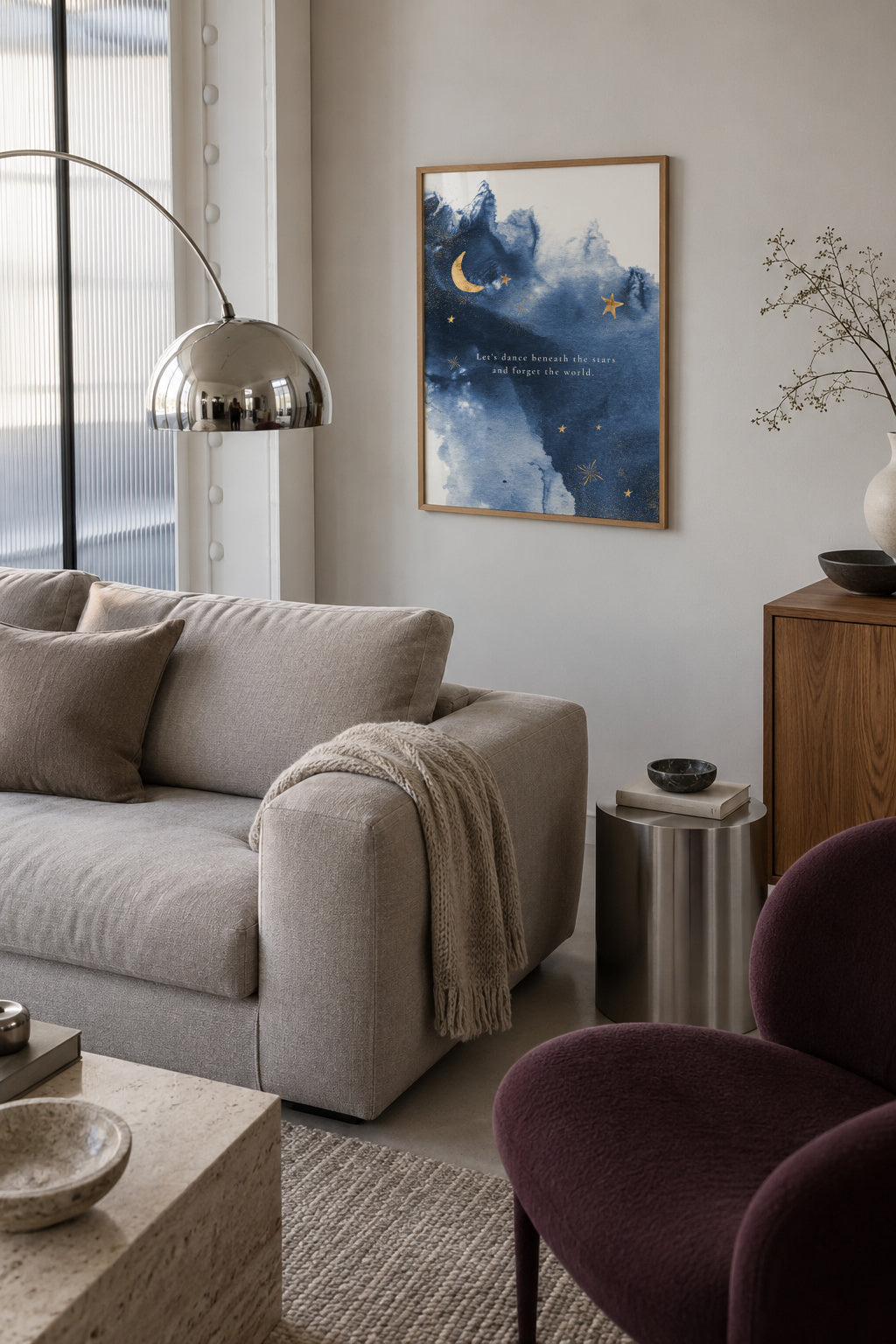 Inspirational Stars poster universe - Framed poster in an interior