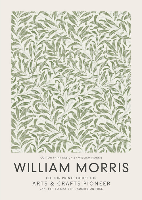 Estampa botânica William Morris padrão de folhas