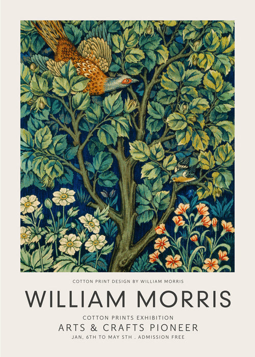 Estampa botânica William Morris faisão