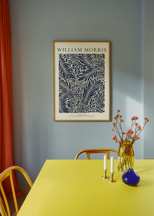 Estampa botânica William Morris Larkspur azul