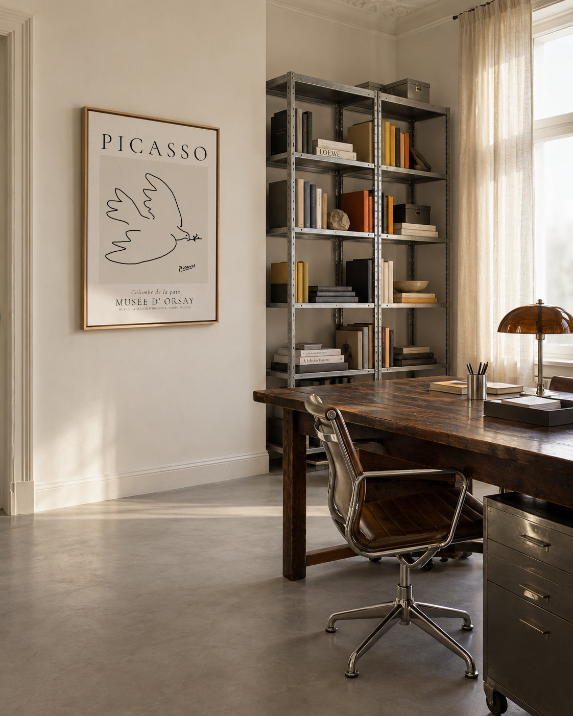 Pablo Picasso Animals Drawings Dove La colombe de paix - Framed canvas in an interior