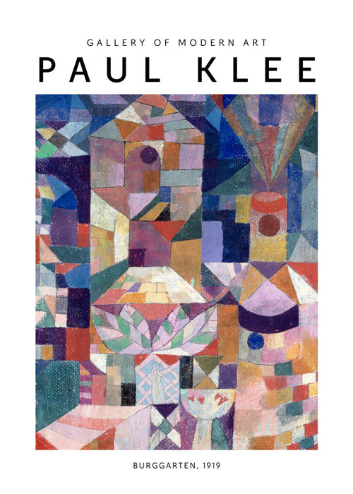 Quadro abstrato de formas geométricas e cor, estudo Klee 1919