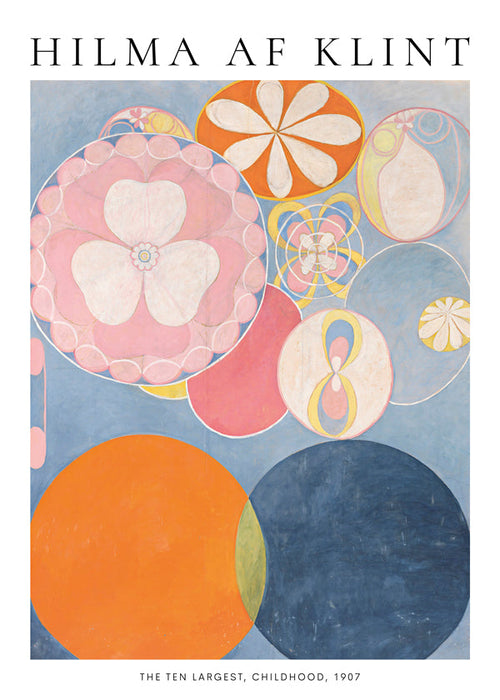 Quadro abstrato com motivos florais circulares