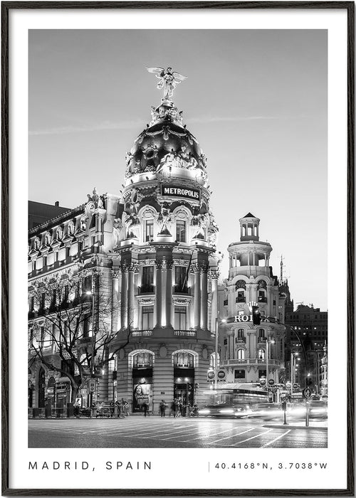 Arte para cozinha Madrid Metropolis preto e branco