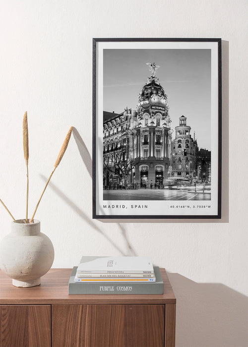 Arte para cozinha Madrid Metropolis preto e branco