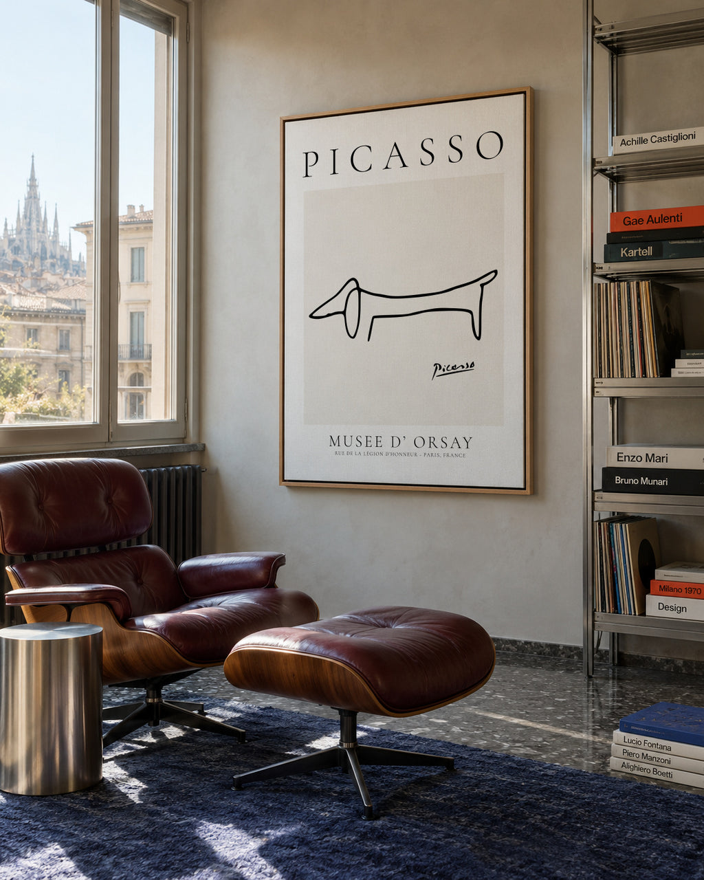 Pablo Picasso Animals Drawing Dog - Framed canvas in an interior