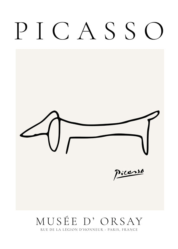 Quadro cão salsicha traço minimalista