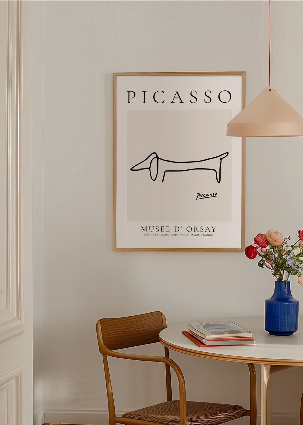 Quadro cão salsicha traço minimalista