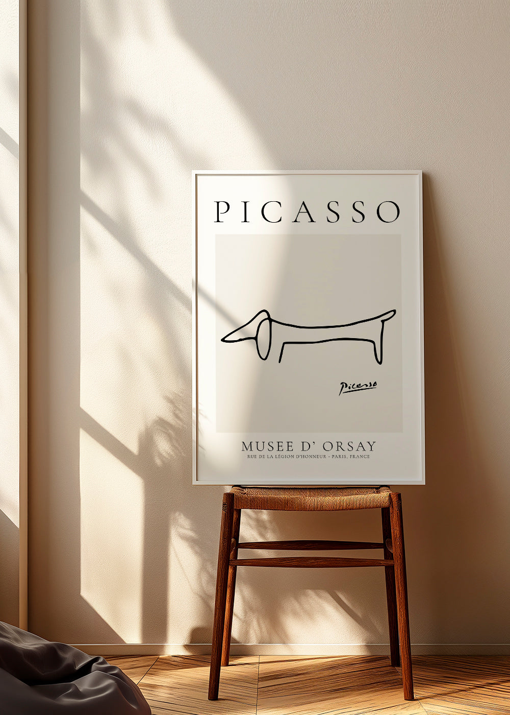 Quadro cão salsicha traço minimalista