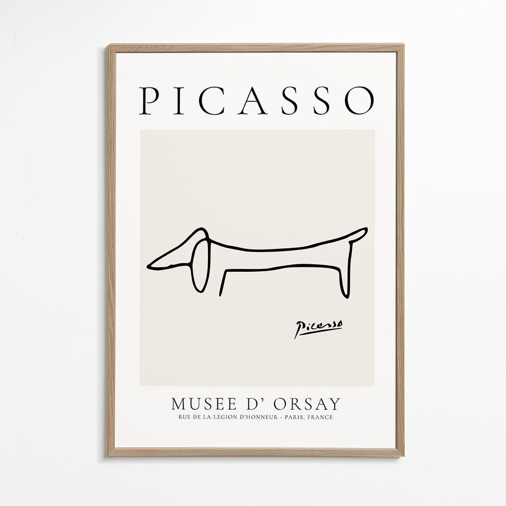 Quadro cão salsicha traço minimalista