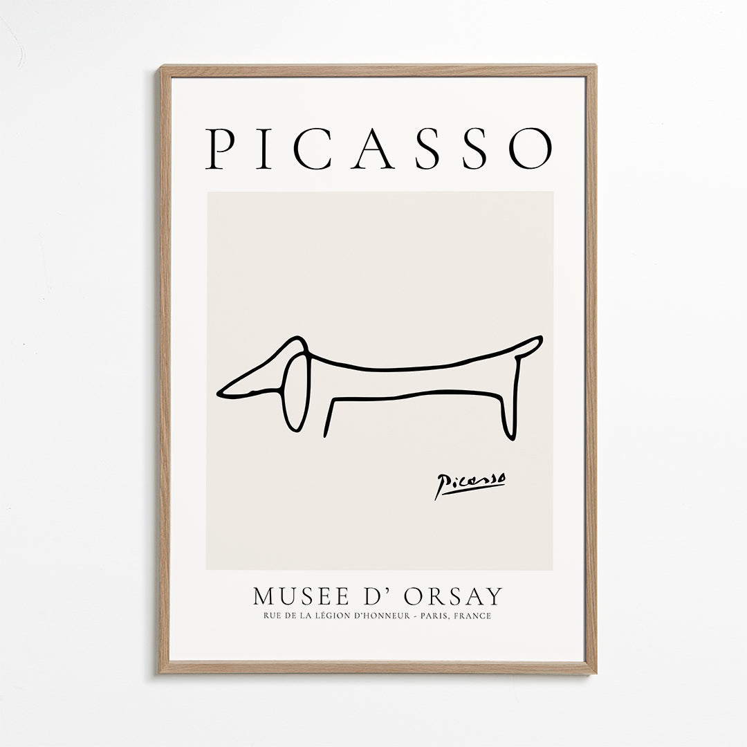 Quadro cão salsicha traço minimalista