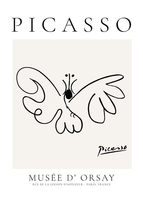 Quadro borboleta desenho linear estilo Picasso