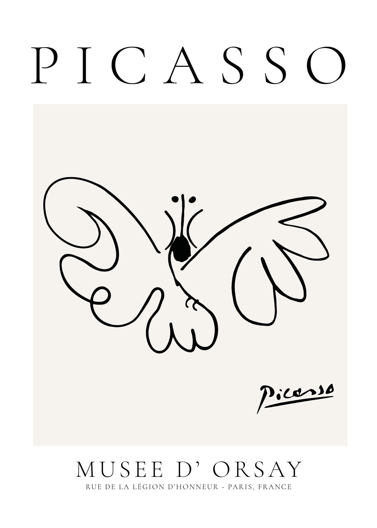 Pablo Picasso Animals Drawing butterfly - Unframed art print