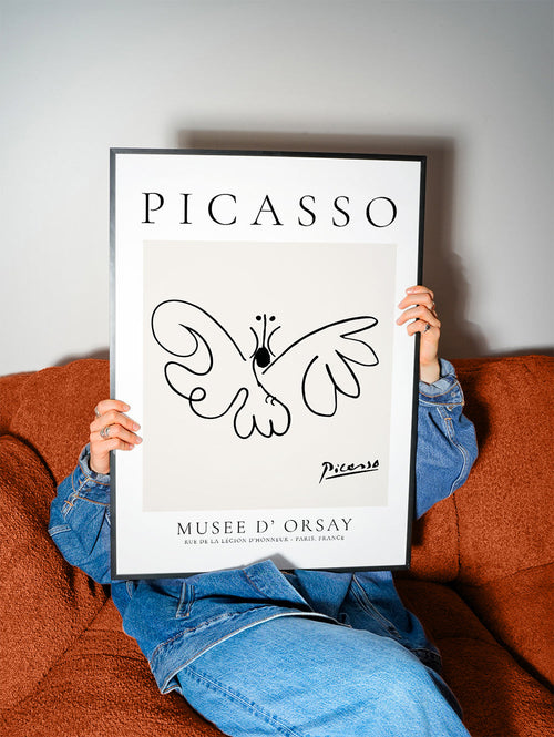 Quadro borboleta desenho linear estilo Picasso