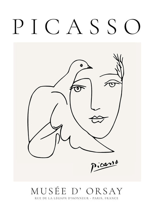 Ilustração linear de mulher com pomba