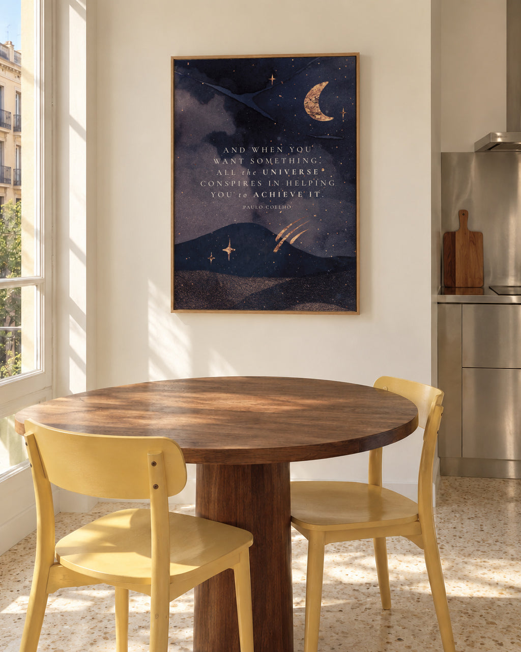 Paulo Coelho Universe Quote - Framed canvas in an interior