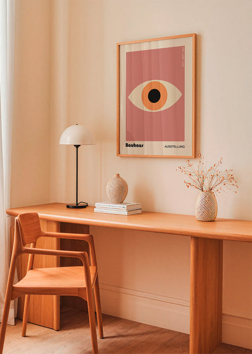 Poster geométrico Olho Bauhaus rosa