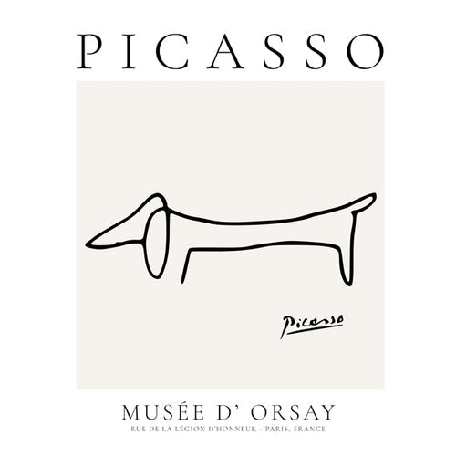 Cão em traço linear estilo Picasso