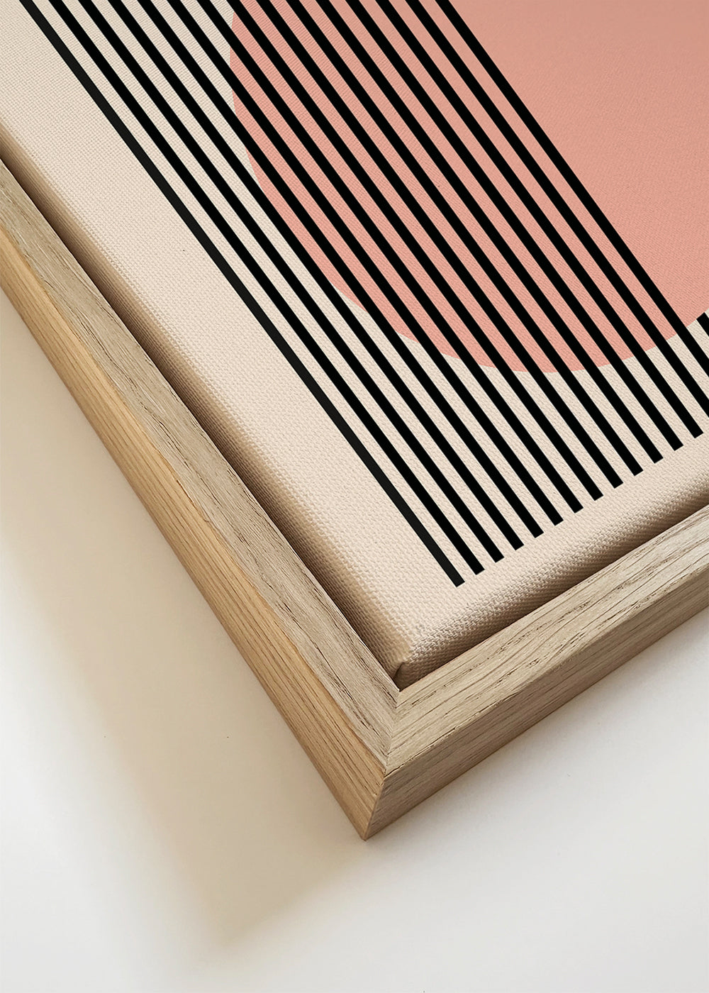 Quadro geométrico Bauhaus círculo rosa e riscas