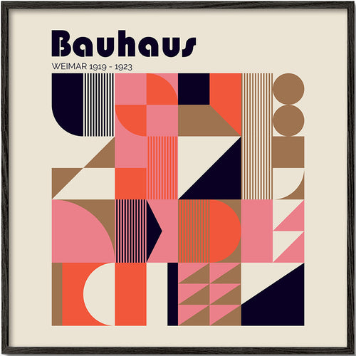 Poster geométrico Bauhaus coral e bege