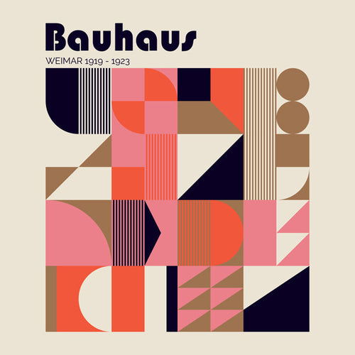 Poster geométrico Bauhaus coral e bege