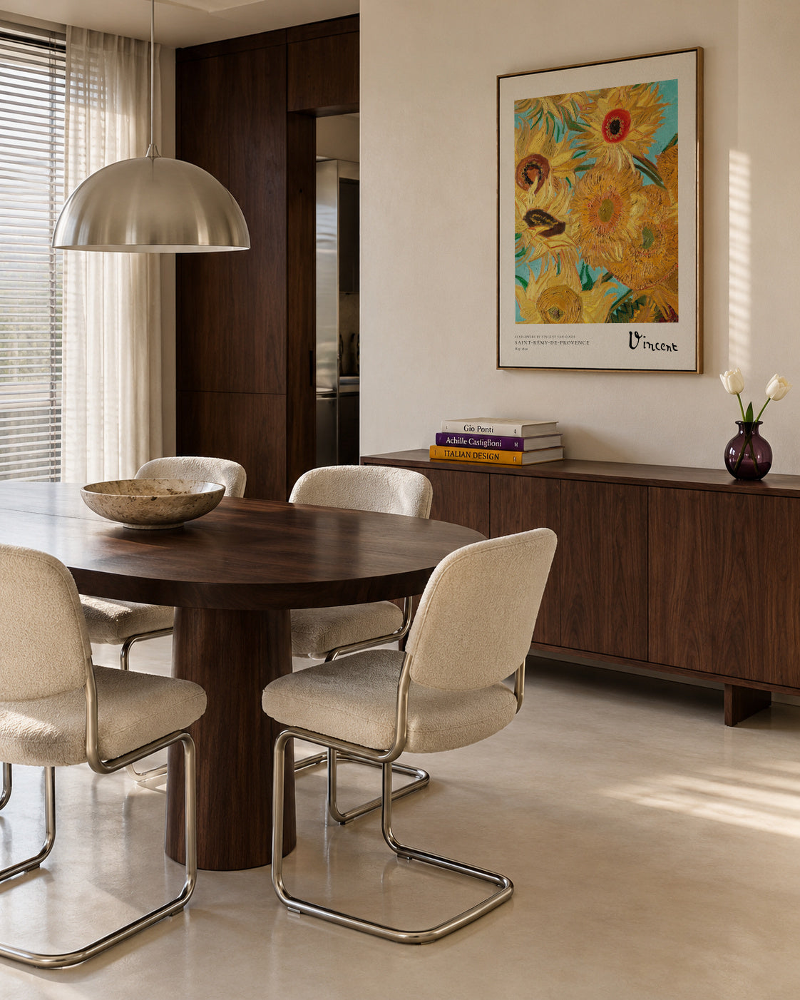 Sunflowers by Vincent van Gogh - Framed canvas in an interior