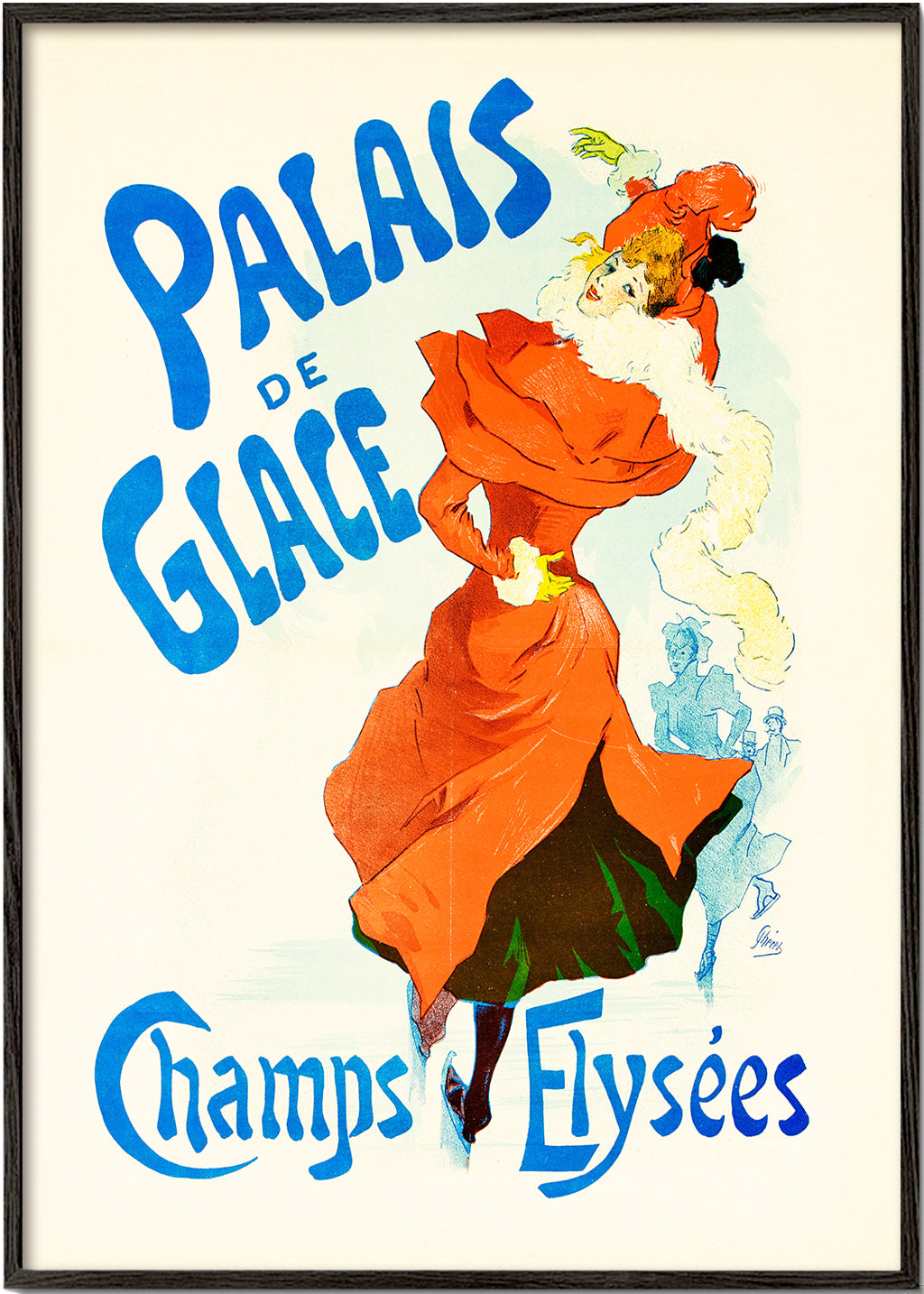 Poster vintage Palais de Glace, patinadora de vermelho