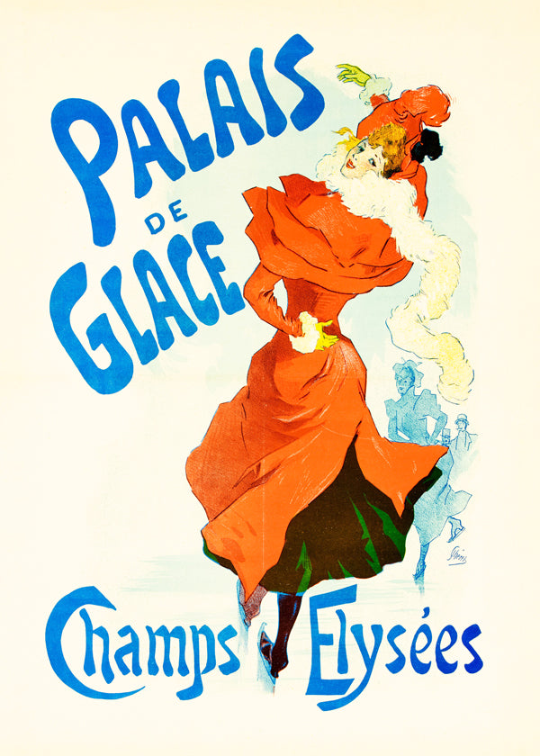 Poster vintage Palais de Glace, patinadora de vermelho