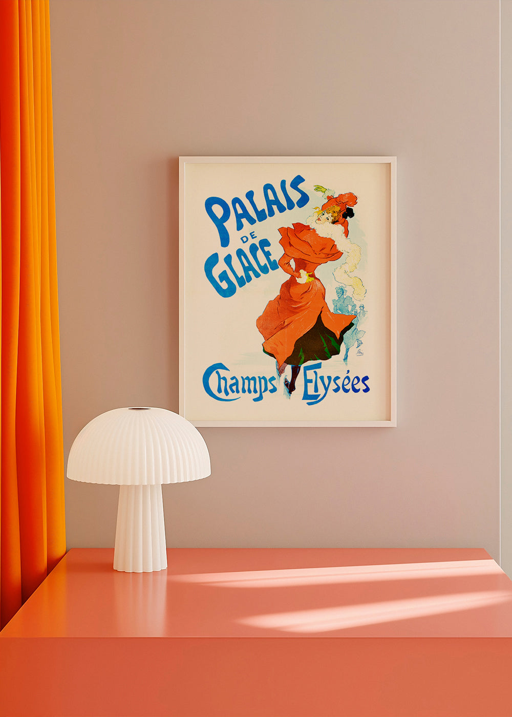 Poster vintage Palais de Glace, patinadora de vermelho