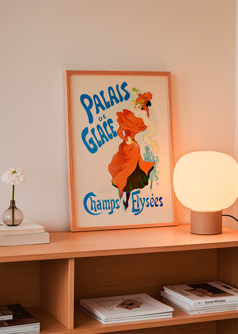 Poster vintage Palais de Glace, patinadora de vermelho