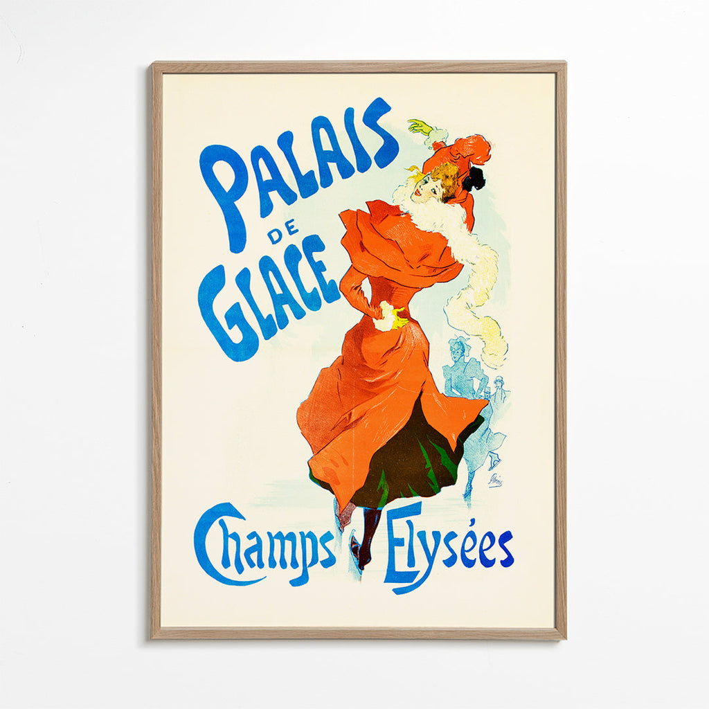 Poster vintage Palais de Glace, patinadora de vermelho